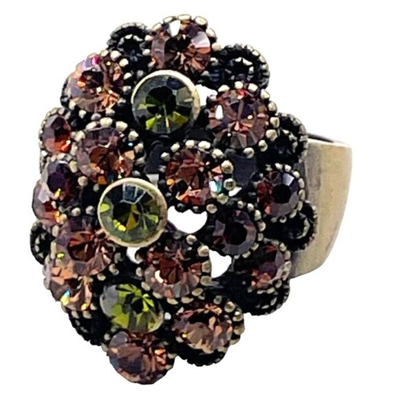 Lia Sophia Rhinestone Cluster Statement Ring Size 7 Elegant Going Out Evening - Picture 1 of 4